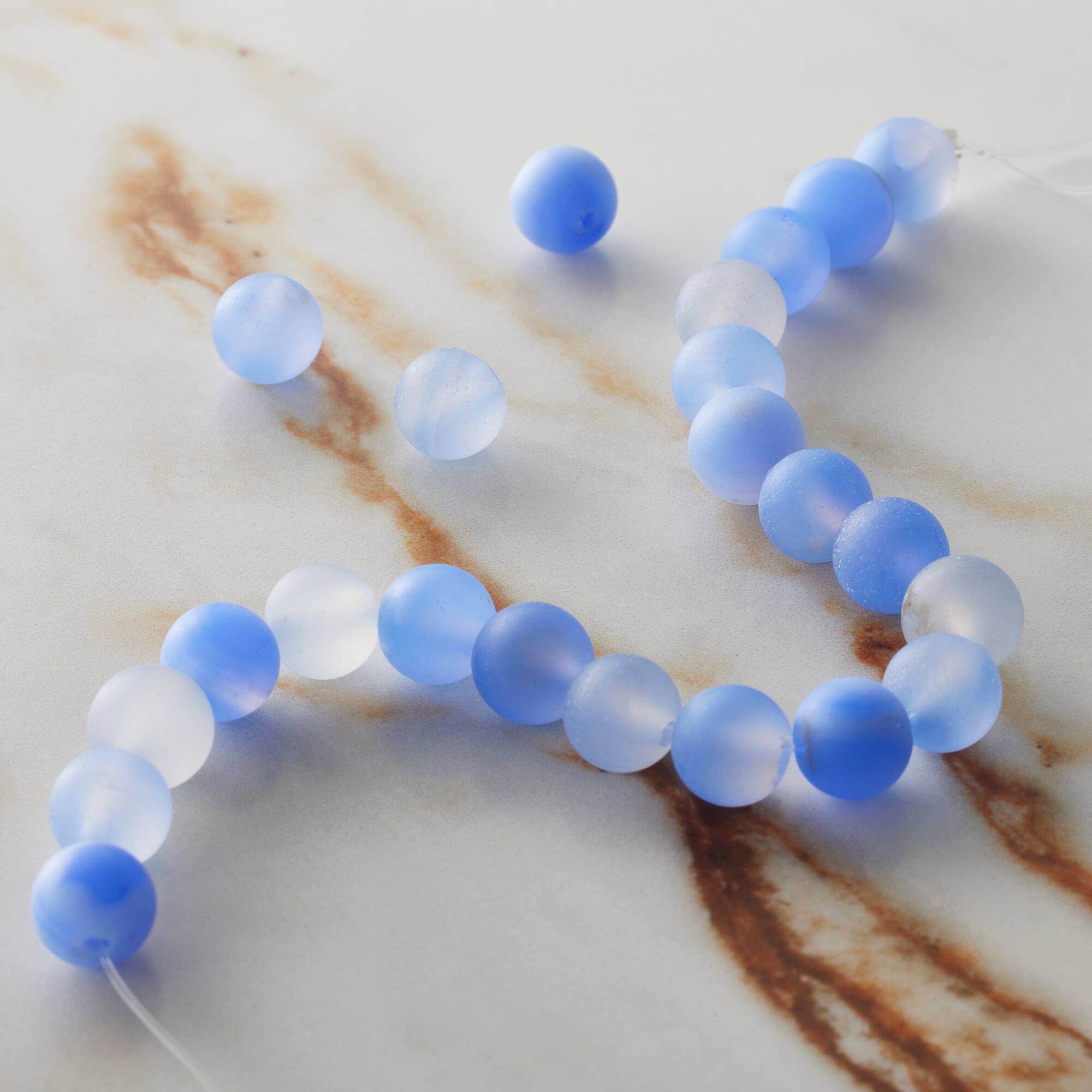 Larimar Blue Matte Dyed Agate Round Beads